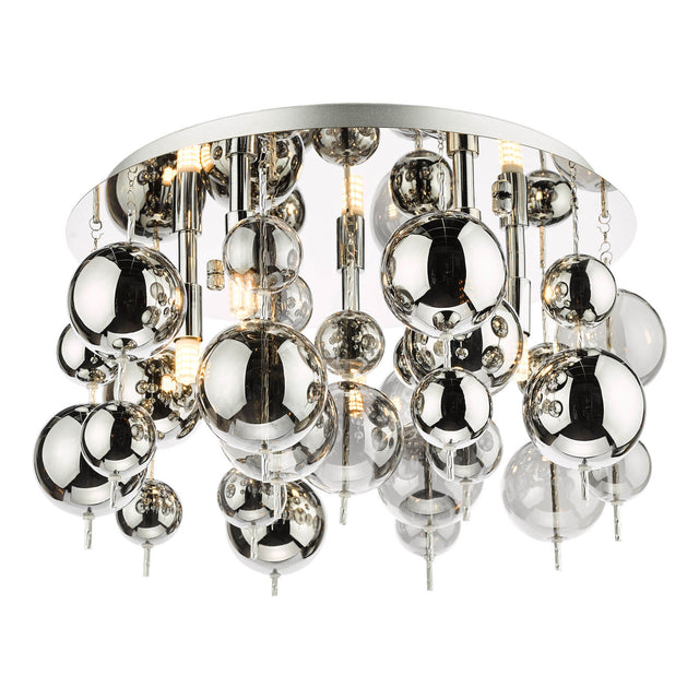 Thora 5 Light Flush Polished Chrome Smoked Glass