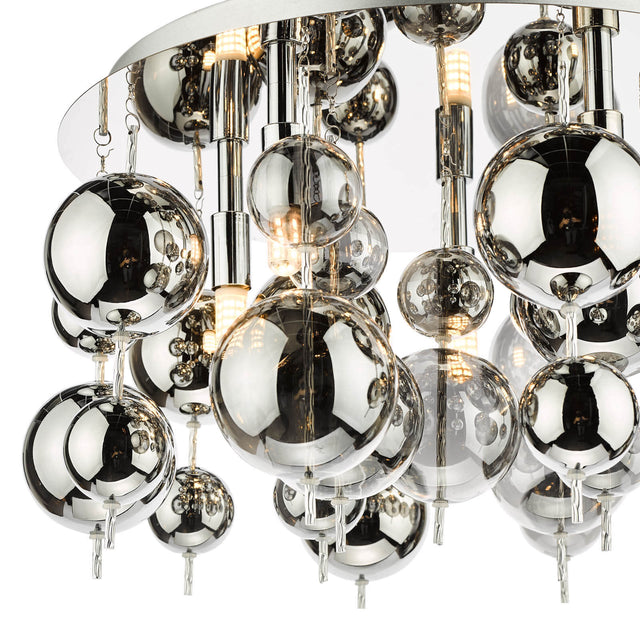 Thora 5 Light Flush Polished Chrome Smoked Glass