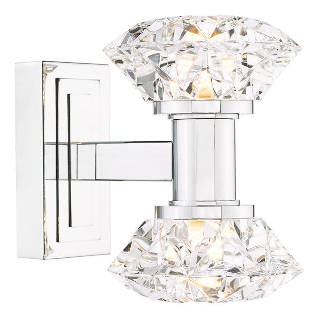 Tiana 2 Light Wall Light Polished Chrome and Faceted Acrylic