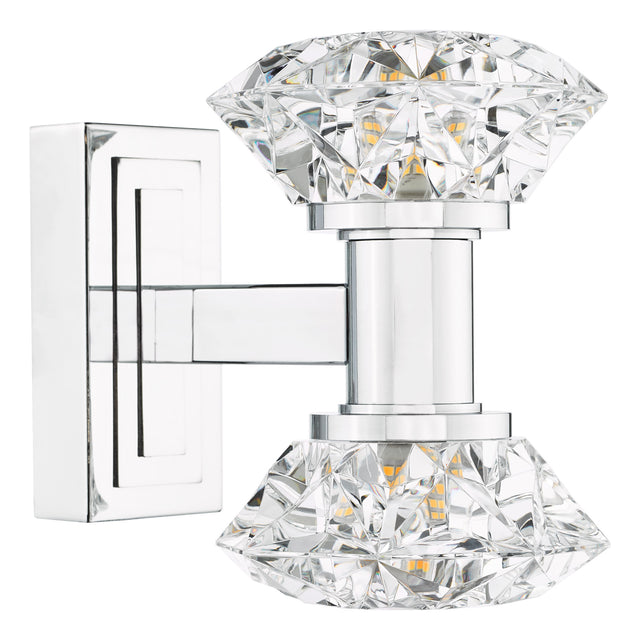 Tiana 2 Light Wall Light Polished Chrome and Faceted Acrylic