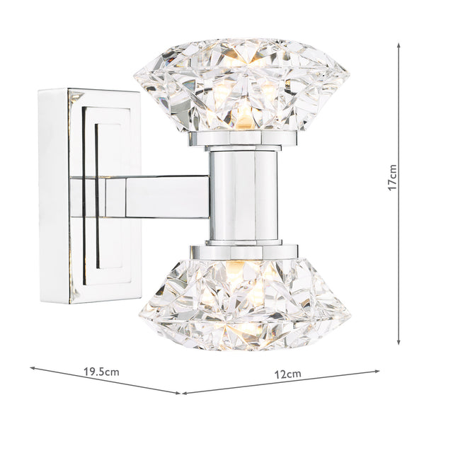 Tiana 2 Light Wall Light Polished Chrome and Faceted Acrylic