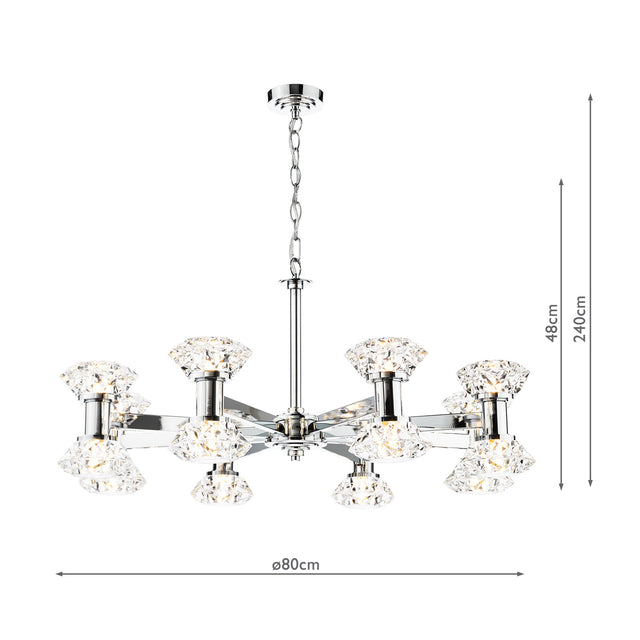 Tiana 16 Light Armed Pendant Polished Chrome