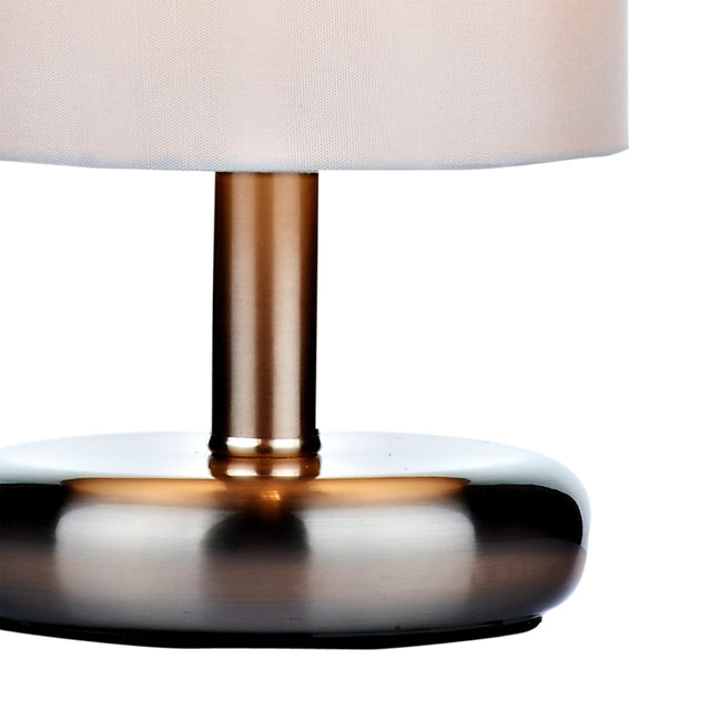 Tico Touch Table Lamp Satin Chrome With Shade