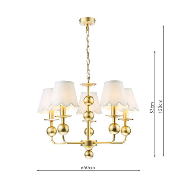 Tilda 5 Light Pendant Satin Gold Fitting Only