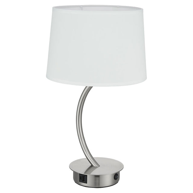 TENAYA SATIN NICKEL T/L C/W WHITE LINEN SHADE