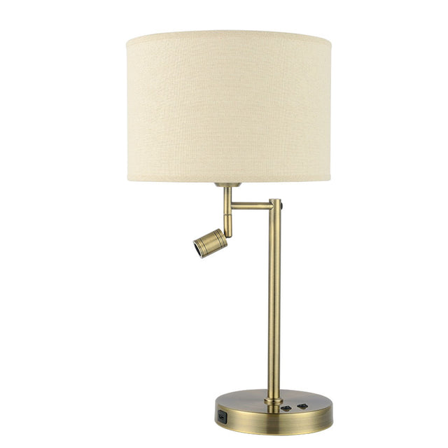 ANTIQUE BRASS with OATMEAL SHADE ASHLEY TABLE LAMP