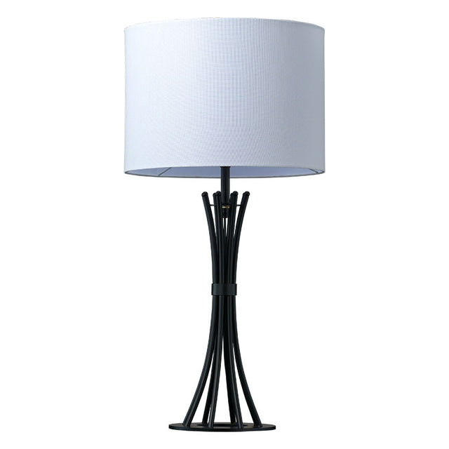 MATT BLACK FINISH with WHITE LINEN SHADE TABLE LAMP