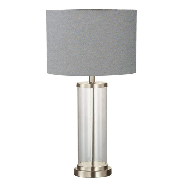 POLISHED NICKEL GLASS TABLE LAMP