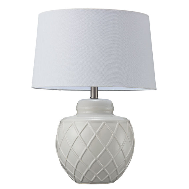 GLAZED GREY LAMP C/W GREY SHADE