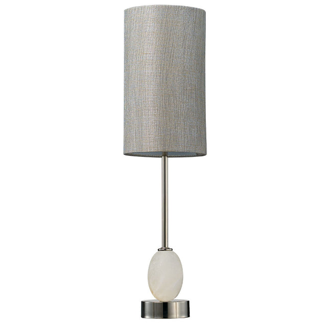 POLISHED NICKEL METAL/ALABASTER C/W GREY LINEN SHADE