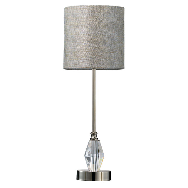 POLISHED NICKEL METAL/CRYSTAL C/W GREY LINEN SHADE