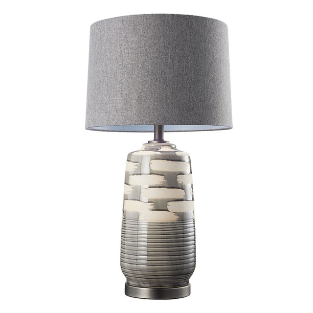 MODERN HOME CERAMIC TABLE LAMP C/W GREY TEXTURE SHADE