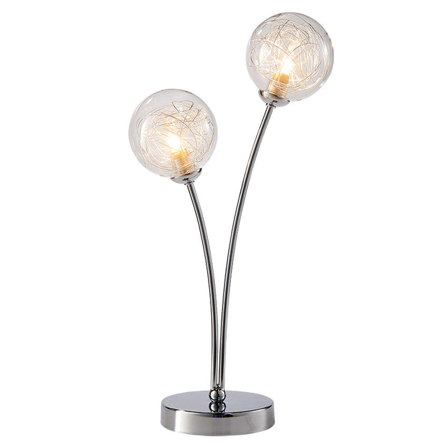 Polished Chrome with clear Globe Glass Shades TABLE LAMP