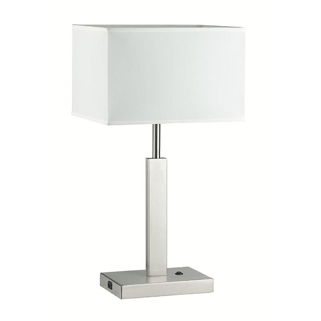 SATIN NICKEL with WHITE SHADE ULTRA LOUNGE TABLE LAMP