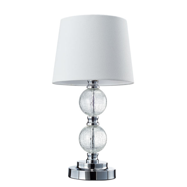 CHROME & CRACKLE GLASS TABLE LAMP