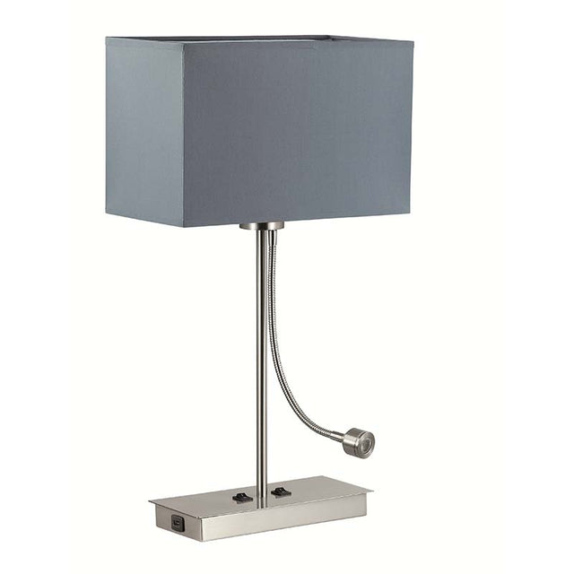 SATIN NICKEL with GREY SHADE KINGSLEY TABLE LAMP