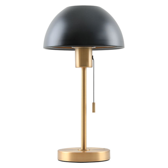 BELLA SATIN BRASS Table Lamp C/W BLACK DOME SHADE