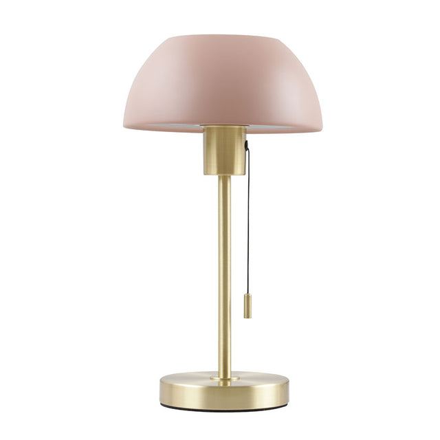 BELLA BRASS Table Lamp C/W SOFT PINK DOME SHADE