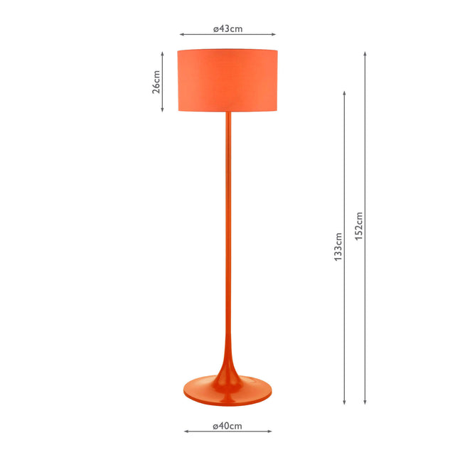 Toledo Floor Lamp Satin Orange With Shade