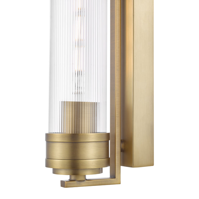 Tommaso Bathroom Wall Light Antique Bronze and Ribbed Glass IP44