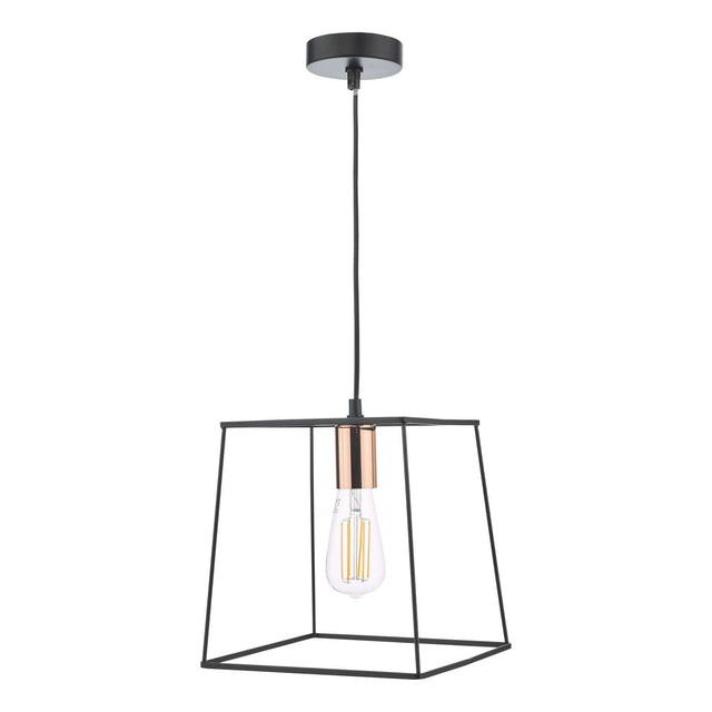 Tower 1 Light Single Pendant Matt Black Copper