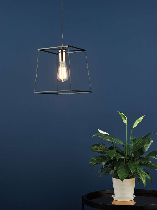 Tower 1 Light Single Pendant Matt Black Copper