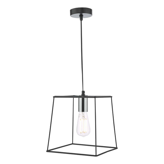 Tower 1 Light Single Pendant Matt Black Polished Chrome