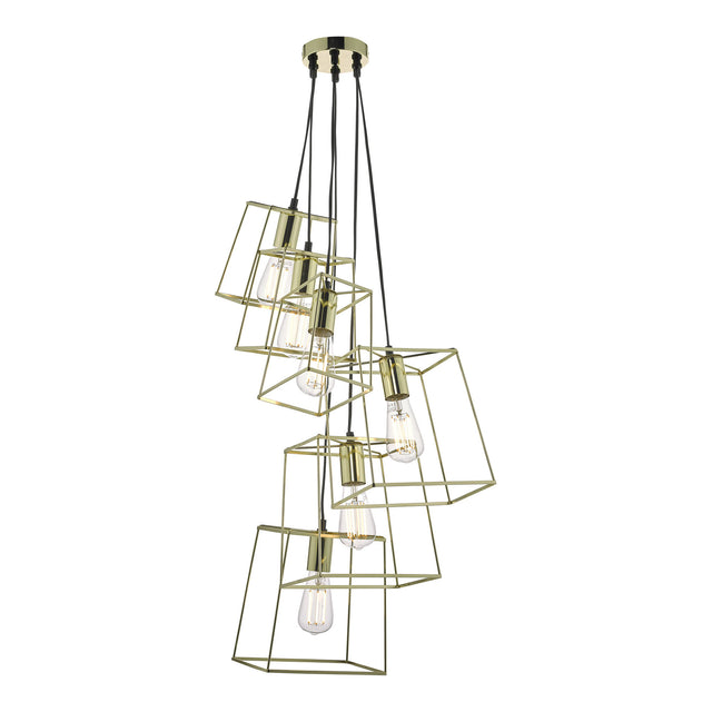 Tower 6 Light Cluster Pendant Polished Gold