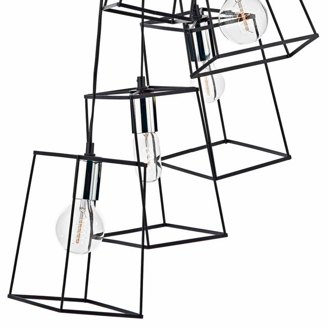 Tower 6lt Cluster Pendant Black & Polished Chrome