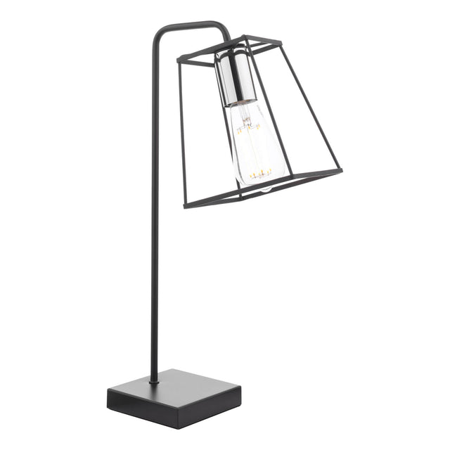 Tower Table Lamp Matt Black and Polished Chrome