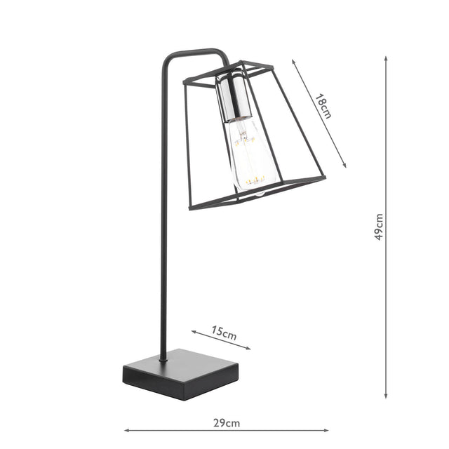 Tower Table Lamp Matt Black and Polished Chrome