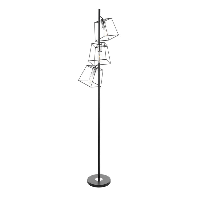 Tower 3 Light Floor Lamp Matt Black and Polished Chrome