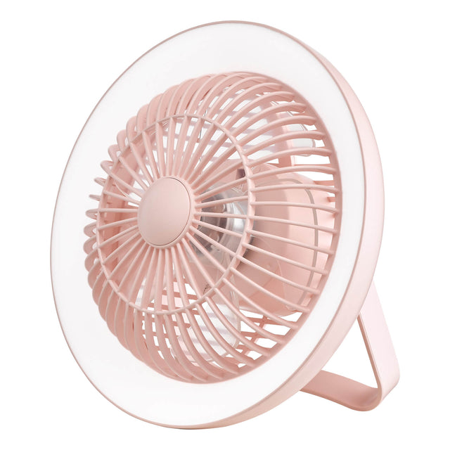 Turbo Rechargeable Desk Fan With Lamp Pink LED