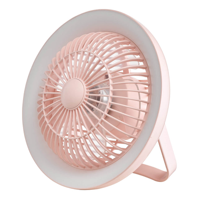 Turbo Rechargeable Desk Fan With Lamp Pink LED