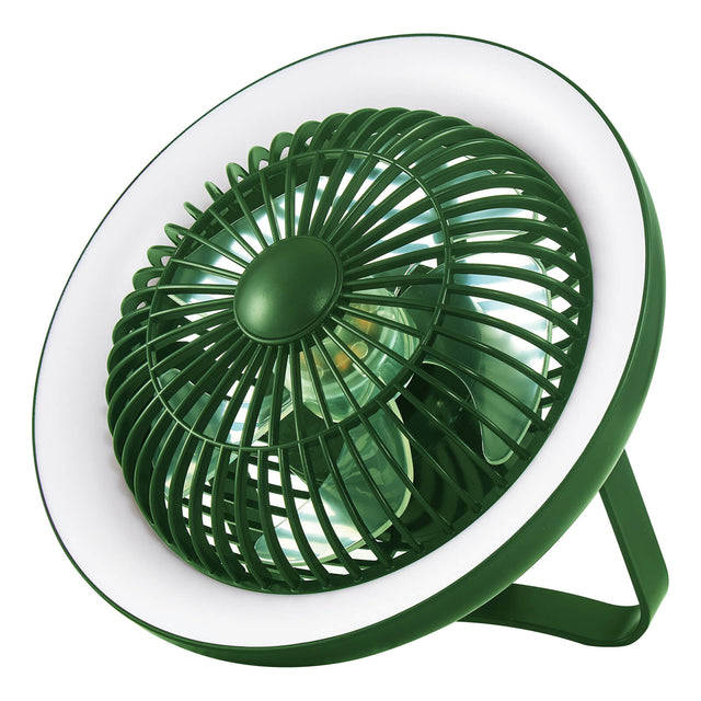 Turbo Rechargeable Desk Fan With Lamp Green LED