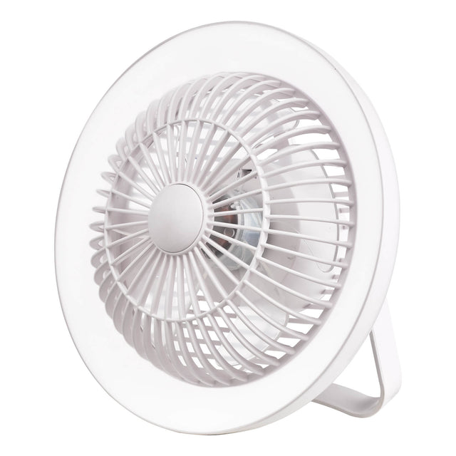 Turbo Rechargeable Desk Fan With Lamp White LED