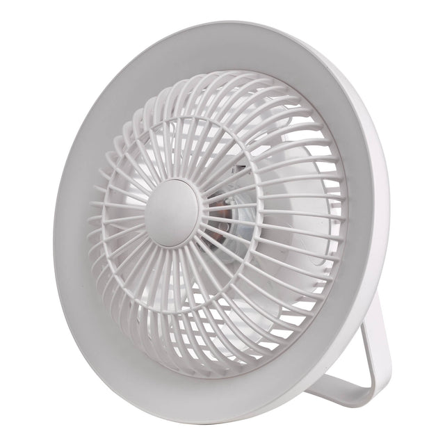 Turbo Rechargeable Desk Fan With Lamp White LED