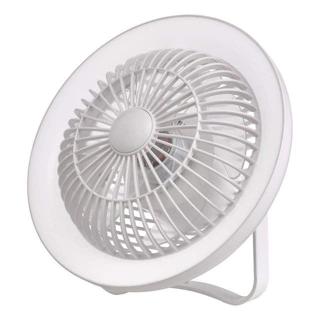 Turbo Rechargeable Desk Fan With Lamp White LED