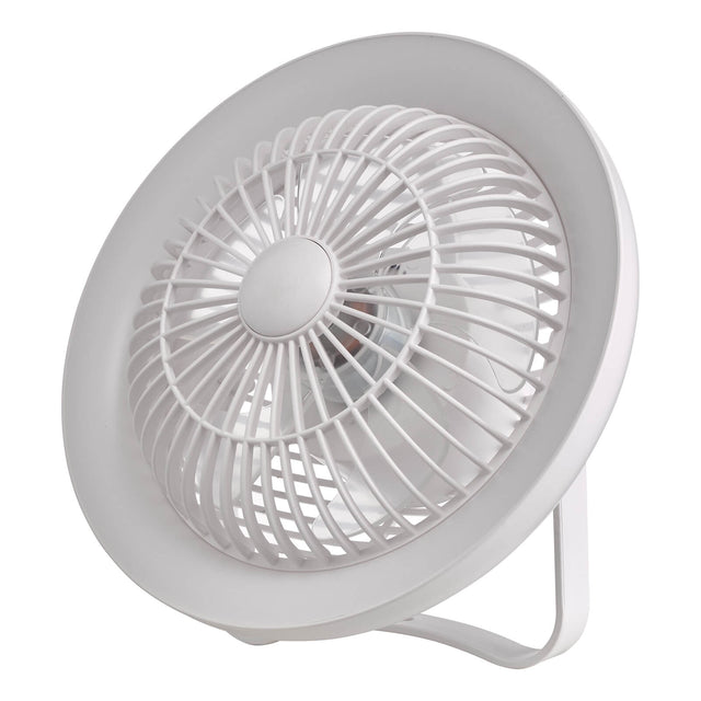 Turbo Rechargeable Desk Fan With Lamp White LED