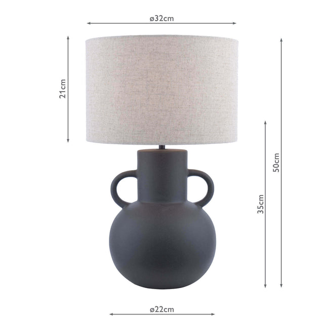 Urn Ceramic Table Lamp Black With Shade