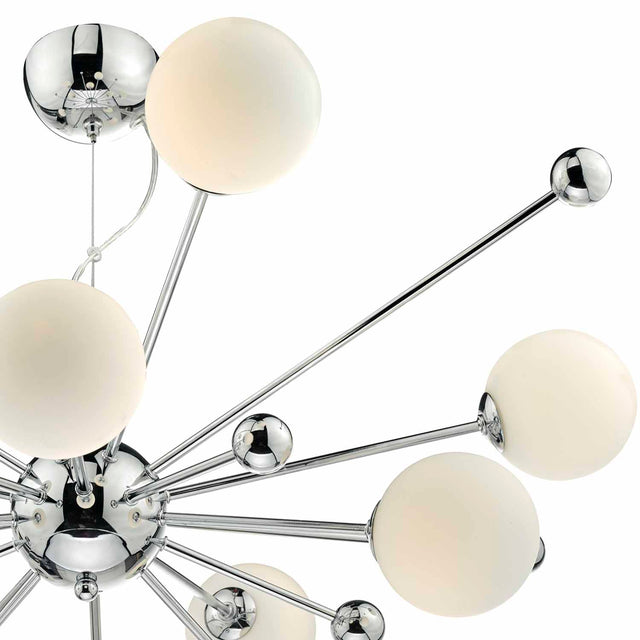 Ursa 10 Light Pendant Polished Chrome Opal Glass