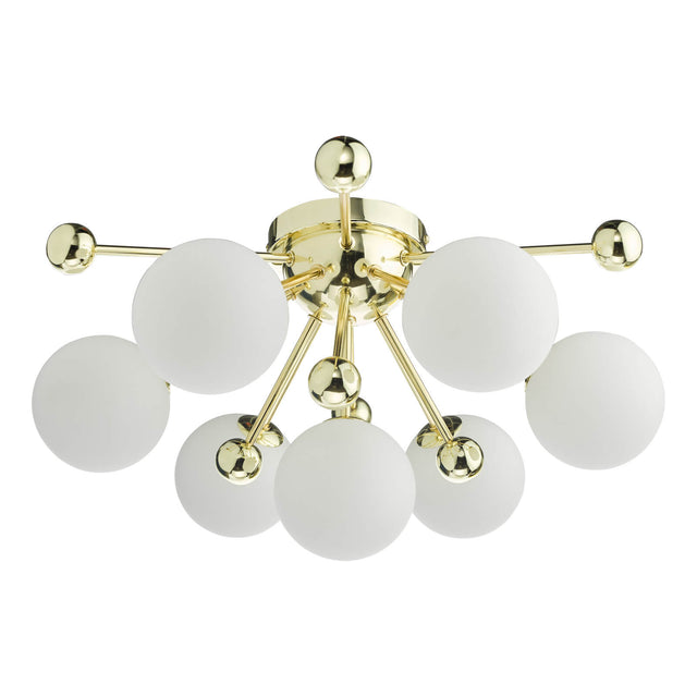 Ursa 7 Light Flush Polished Gold and Opal Glass