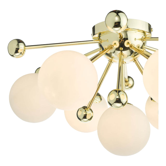 Ursa 7 Light Flush Polished Gold and Opal Glass