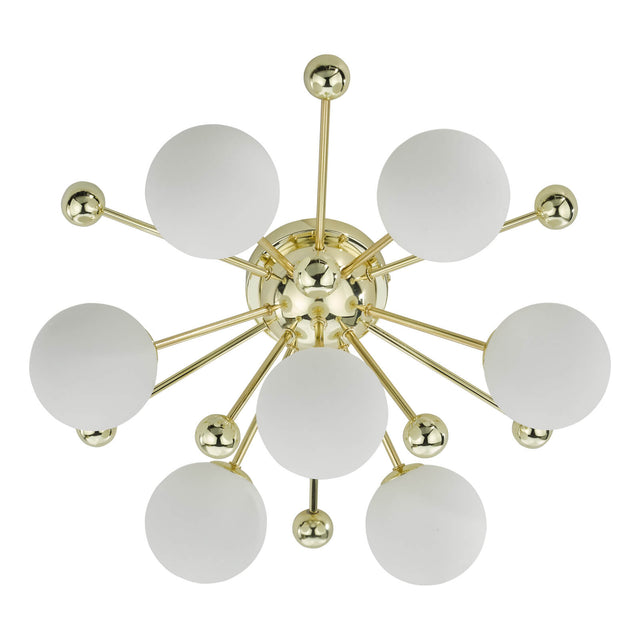 Ursa 7 Light Flush Polished Gold and Opal Glass