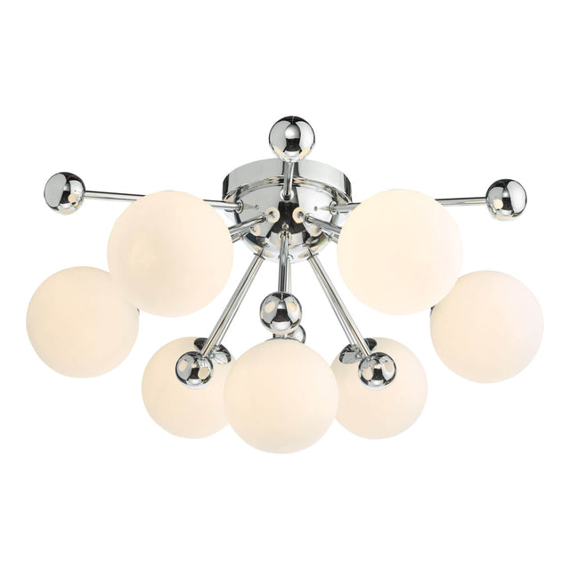 Ursa 7 Light Flush Polished Chrome and Opal Glass