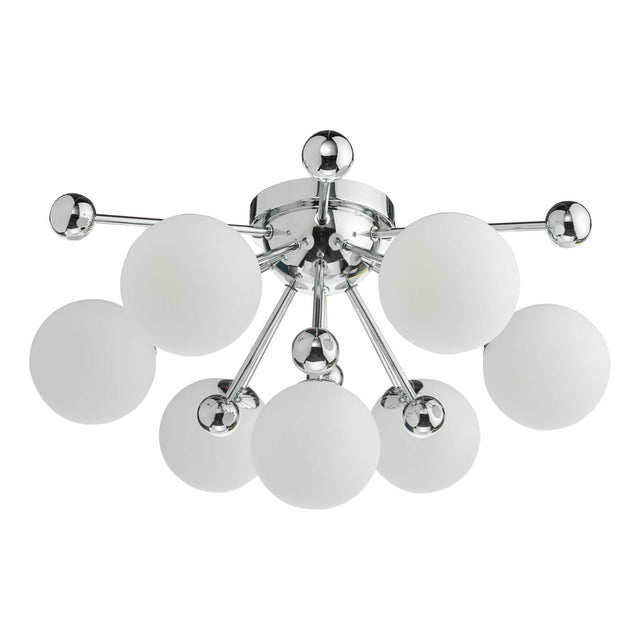 Ursa 7 Light Flush Polished Chrome and Opal Glass