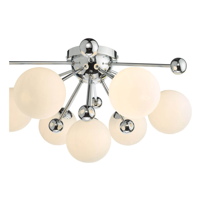 Ursa 7 Light Flush Polished Chrome and Opal Glass