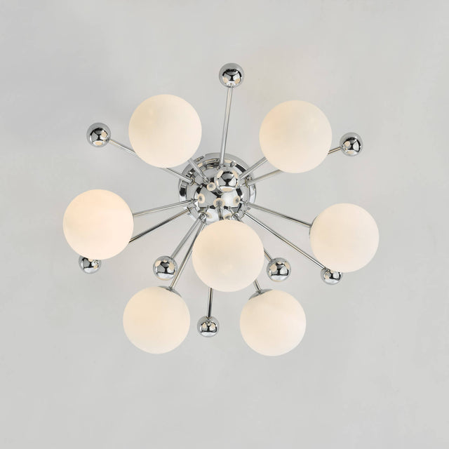 Ursa 7 Light Flush Polished Chrome and Opal Glass