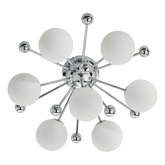 Ursa 7 Light Flush Polished Chrome and Opal Glass