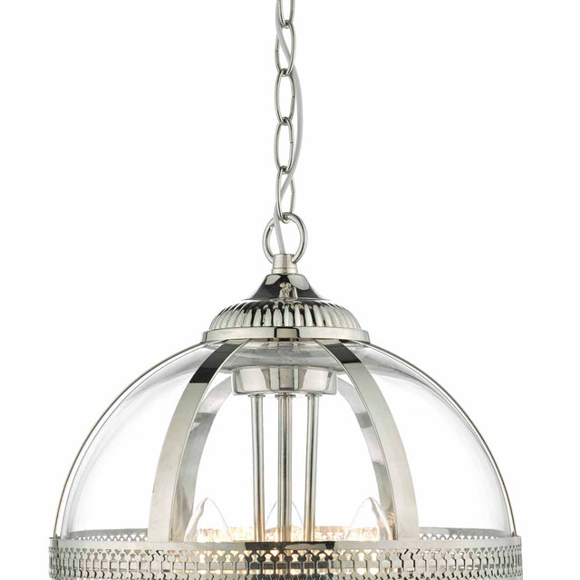 Vanessa 3 Light Pendant Polished Nickel & Glass